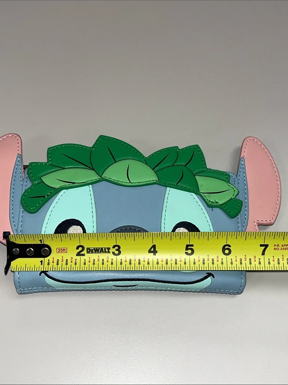 Loungefly Blue Stitch Face Wallet w/Pink Ears and Green Leaf Accent NWT